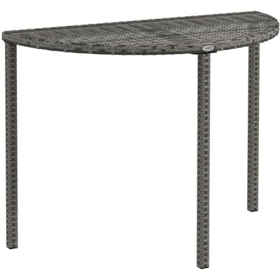 Outsunny Balkontisch Beistelltisch halbrund Polyrattan+Metall Grau 100x50x74 cm Outsunny Balkontisch Beistelltisch halbrund Polyrattan+Metall Grau 100x50x74 cm