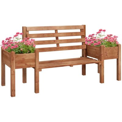 Outsunny Gartenbank 2-Sitzer Sitzbank Holzbank Balkonbank mit Blumenkasten Braun Outsunny Gartenbank 2-Sitzer Sitzbank Holzbank Balkonbank mit Blumenkasten Braun