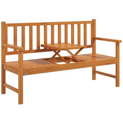 Outsunny Gartenbank 3-Sitzer Sitzbank mit Tisch, Parkbank mit Armlehne Hellbraun Outsunny Gartenbank 3-Sitzer Sitzbank mit Tisch, Parkbank mit Armlehne Hellbraun