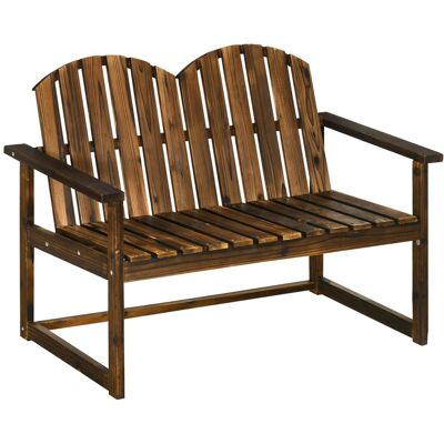 Outsunny Gartenbank 2-Sitzer Sitzbank Holzbank mit Rückenlehne Armlehne Verkohlt Outsunny Gartenbank 2-Sitzer Sitzbank Holzbank mit Rückenlehne Armlehne Verkohlt