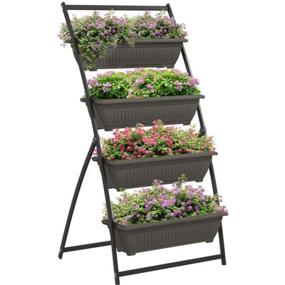 Outsunny Pflanzenständer, Blumenständer mit 4 Etagen Pflanzenregal mit Löchern Outsunny Pflanzenständer, Blumenständer mit 4 Etagen Pflanzenregal mit Löchern