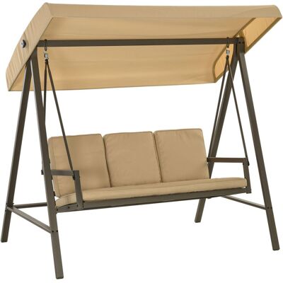 Outsunny Hollywoodschaukel 3-Sitzer Schaukelbank mit Verstellbarem Dach bis 360 kg Beige Outsunny Hollywoodschaukel 3-Sitzer Schaukelbank mit Verstellbarem Dach bis 360 kg Beige