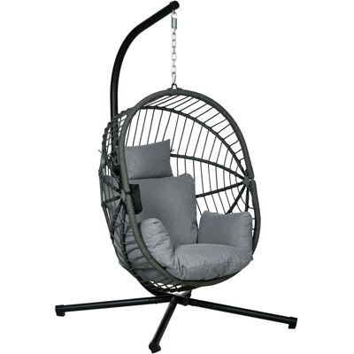Outsunny Hängesessel, Hängeschaukel mit Kissen, Hängestuhl mit Klappbarem Sitzkorb Outsunny Hängesessel, Hängeschaukel mit Kissen, Hängestuhl mit Klappbarem Sitzkorb