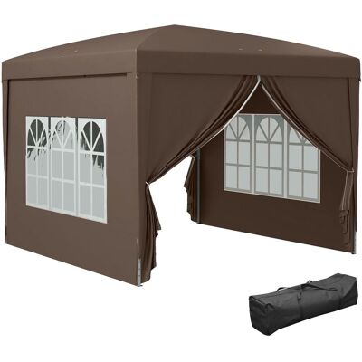 Outsunny Pavillon ca.3x3m, wasserabweisend Stabil Winterfest Pop-up Faltpavillon Kaffee Outsunny Pavillon ca.3x3m, wasserabweisend Stabil Winterfest Pop-up Faltpavillon Kaffee