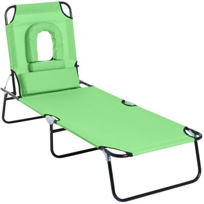 Outsunny Sonnenliege klappbar Gartenliege mit Kopfkissen, Lesefenster Liegestuhl Outsunny Sonnenliege klappbar Gartenliege mit Kopfkissen, Lesefenster Liegestuhl