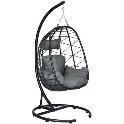 Outsunny Hängesessel Hängestuhl Rattan mit Wasserdichtem Abdeckung, Dunkelgrau Outsunny Hängesessel Hängestuhl Rattan mit Wasserdichtem Abdeckung, Dunkelgrau