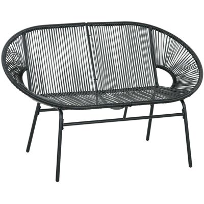 Outsunny Polyrattan Sitzbank 2-Sitzer Rattanbank Gartenbank bis 260 kg, Schwarz Outsunny Polyrattan Sitzbank 2-Sitzer Rattanbank Gartenbank bis 260 kg, Schwarz