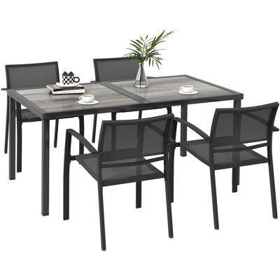 Outsunny 5 tlg. Sitzgruppe Gartenmöbel-Set, Gartengarnitur mit 1 Esstisch, 4 Stühlen Grau Outsunny 5 tlg. Sitzgruppe Gartenmöbel-Set, Gartengarnitur mit 1 Esstisch, 4 Stühlen Grau