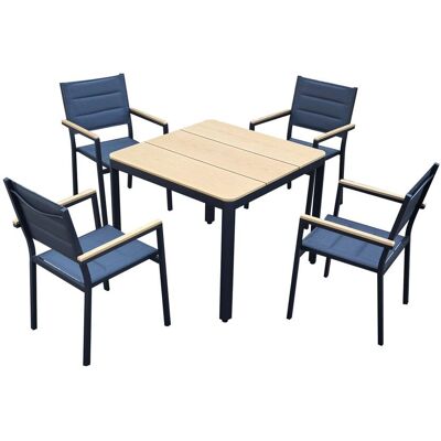 GreenYard 5tlg. Sitzgruppe mit Tisch & 4 Stapelstühlen aus Aluminium - Schwarz/Braun GreenYard 5tlg. Sitzgruppe mit Tisch & 4 Stapelstühlen aus Aluminium - Schwarz/Braun