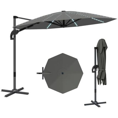 Outsunny Alu Ampelschirm LED Solar Ø300 cm höhenverstellbar Sonnenschirm Outsunny Alu Ampelschirm LED Solar Ø300 cm höhenverstellbar Sonnenschirm