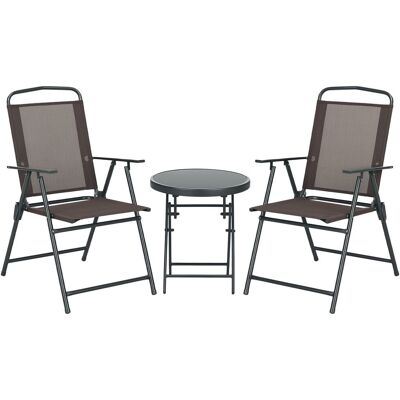 Outsunny Bistro-Set 3-teilig aus Metall Wetterfest Gartenmöbel Set mit Glastisch Outsunny Bistro-Set 3-teilig aus Metall Wetterfest Gartenmöbel Set mit Glastisch