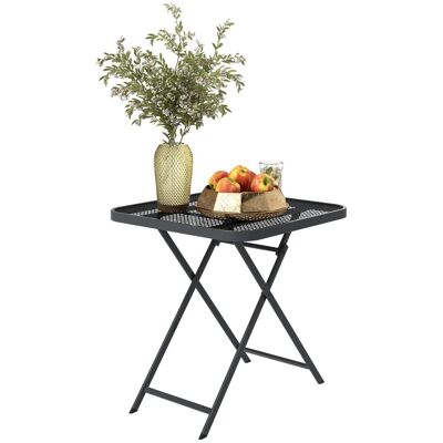 Outsunny Gartentisch klappbar 70 x70 cm, Wetterfest Balkontisch Schwarz Outsunny Gartentisch klappbar 70 x70 cm, Wetterfest Balkontisch Schwarz