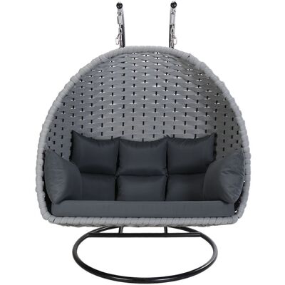 Home Deluxe 2-Sitzer Hängesessel aus Seilgeflecht Hellgrau CADEIRA Home Deluxe 2-Sitzer Hängesessel aus Seilgeflecht Hellgrau CADEIRA