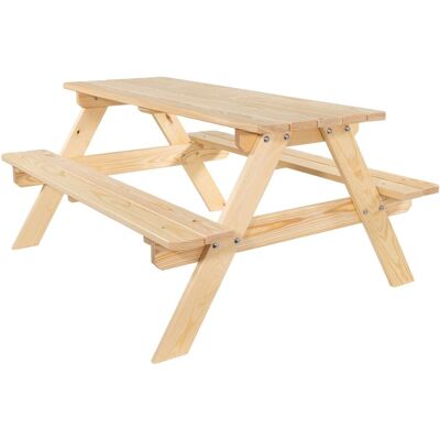 Lemodo Kinderpicknicktisch 115cm lang aus Holz Kiefer natur, Sitzgruppe für Kinder Lemodo Kinderpicknicktisch 115cm lang aus Holz Kiefer natur, Sitzgruppe für Kinder