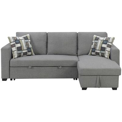 Happy Home Ecksofa mit Stauraum & Schlaffunktion, ca. 224 x 146 x 88 cm - Grau Happy Home Ecksofa mit Stauraum & Schlaffunktion, ca. 224 x 146 x 88 cm - Grau