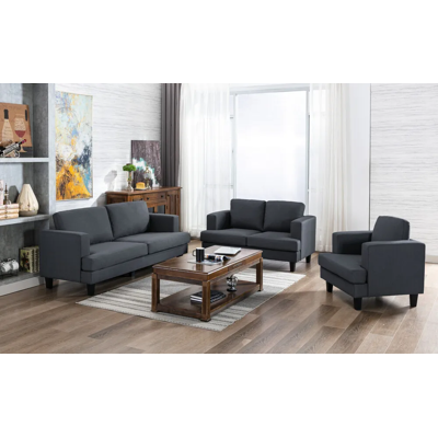 Happy Home 3tlg. Sofa-Set mit hochwertigem Polster und stabilem Gestell - Dunkelgrau Happy Home 3tlg. Sofa-Set mit hochwertigem Polster und stabilem Gestell - Dunkelgrau