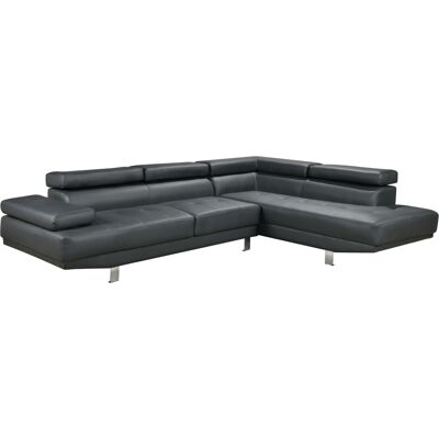 Happy Home Ecksofa mit verstellbaren Kopf- und Arm-Funktionen in Lederoptik - Dunkelgrau Happy Home Ecksofa mit verstellbaren Kopf- und Arm-Funktionen in Lederoptik - Dunkelgrau