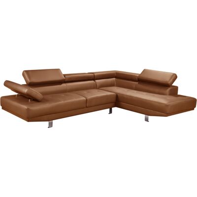 Happy Home Ecksofa mit verstellbaren Kopf- und Arm-Funktionen in Lederoptik - Braun Happy Home Ecksofa mit verstellbaren Kopf- und Arm-Funktionen in Lederoptik - Braun
