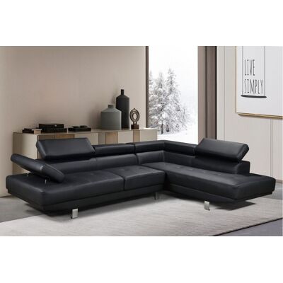 Happy Home Ecksofa mit verstellbaren Kopf- und Arm-Funktionen in Lederoptik - Schwarz Happy Home Ecksofa mit verstellbaren Kopf- und Arm-Funktionen in Lederoptik - Schwarz