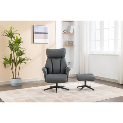 Happy Home Gepolsteter Relaxsessel mit Hocker, ca. 76 x (86,5-113,5) x (109-91,5) cm - Hellgrau Happy Home Gepolsteter Relaxsessel mit Hocker, ca. 76 x (86,5-113,5) x (109-91,5) cm - Hellgrau