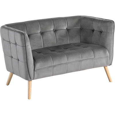 Happy Home Moderner 2-Sitzer Sitzbank mit Armlehne aus Samtbezug - Grau Happy Home Moderner 2-Sitzer Sitzbank mit Armlehne aus Samtbezug - Grau