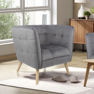 Happy Home moderner Sessel mit Armlehne aus Samtbezug HWP69-GRA grau Happy Home moderner Sessel mit Armlehne aus Samtbezug HWP69-GRA grau