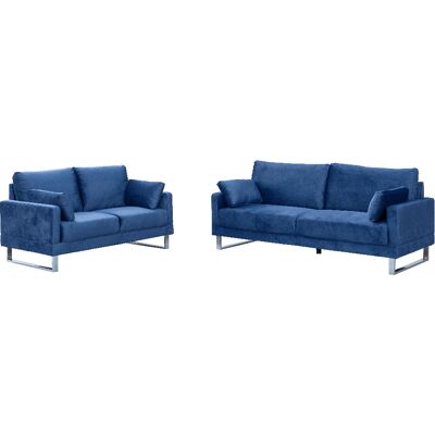 Happy Home 2tlg. Sofa-Set in Lederoptik - Royalblau Happy Home 2tlg. Sofa-Set in Lederoptik - Royalblau