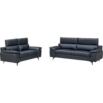 Happy Home 2tlg. Sofa-Set in Lederoptik - Schwarz Happy Home 2tlg. Sofa-Set in Lederoptik - Schwarz