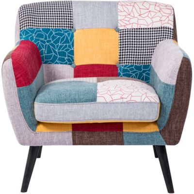Better Home Skandinavischer Sessel im Patchwork-Design, ca. 85 x 77 x 82 cm – Mehrfarbig Better Home Skandinavischer Sessel im Patchwork-Design, ca. 85 x 77 x 82 cm – Mehrfarbig
