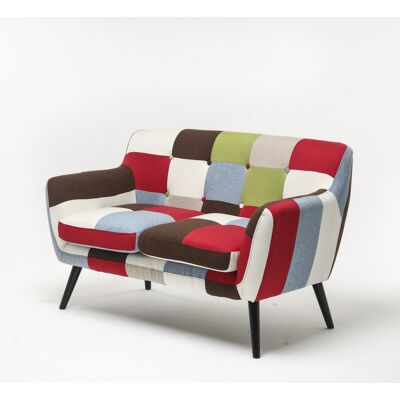 Better Home Skandinavischer 2-Sitzer Sessel Stoffbezug Patchwork - ca. 130 x 77 x 82 cm - Mehrfarbig Better Home Skandinavischer 2-Sitzer Sessel Stoffbezug Patchwork - ca. 130 x 77 x 82 cm - Mehrfarbig