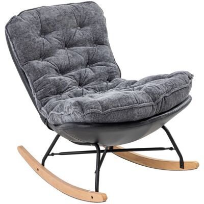 Better Home gepolsterter Schaukelstuhl Relaxsessel mit Buchenholzsockel, grau & schwarz Better Home gepolsterter Schaukelstuhl Relaxsessel mit Buchenholzsockel, grau & schwarz