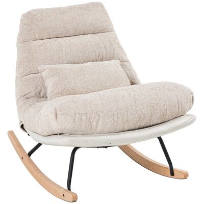 Better Home gepolsterter Schaukelstuhl Relaxsessel mit Buchenholzsockel, beige Better Home gepolsterter Schaukelstuhl Relaxsessel mit Buchenholzsockel, beige