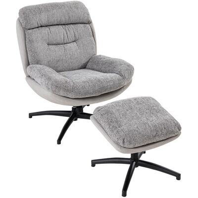 Better Home gepolsterter Drehsessel Relaxsessel mit Hocker, hellgrau Better Home gepolsterter Drehsessel Relaxsessel mit Hocker, hellgrau