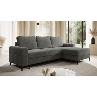 Möbel Punkt Ecksofa SAIGON Cord Anthrazit Grau mit Bettfunktion und Bettkasten Ottomane rechts Möbel Punkt Ecksofa SAIGON Cord Anthrazit Grau mit Bettfunktion und Bettkasten Ottomane rechts