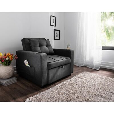 Better Home Ausziehbarer Schlafsessel mit verstellbarer Rückenlehne mit Kissen, Becherhalter & Seitentasche Better Home Ausziehbarer Schlafsessel mit verstellbarer Rückenlehne mit Kissen, Becherhalter & Seitentasche