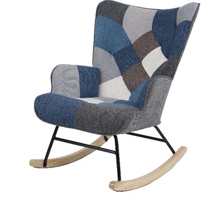 Better Home Skandinavischer Schaukelstuhl IVAR, Stoffbezug Patchwork - ca. 69 x 81 x 92,5 cm - Mehrfarbig Better Home Skandinavischer Schaukelstuhl IVAR, Stoffbezug Patchwork - ca. 69 x 81 x 92,5 cm - Mehrfarbig