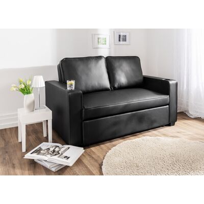 Better Home 2-Sitzer Sofabett inkl. Kissen, ca. 150 x 96 x 86 cm - Lederoptik Schwarz Better Home 2-Sitzer Sofabett inkl. Kissen, ca. 150 x 96 x 86 cm - Lederoptik Schwarz