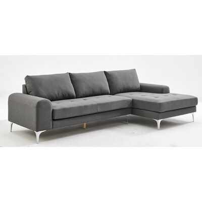 Happy Home Modernes Ecksofa mit gepolsterte Kissen, ca. 285 x 152/93 x 88 cm - Grau Happy Home Modernes Ecksofa mit gepolsterte Kissen, ca. 285 x 152/93 x 88 cm - Grau