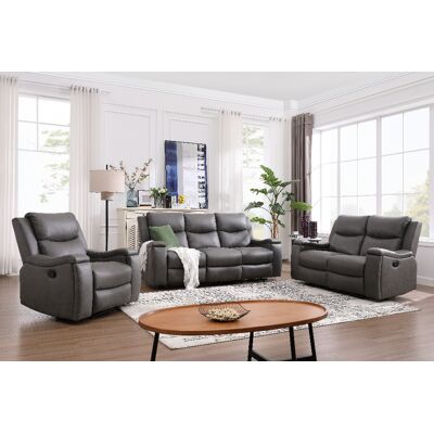 Happy Home 3tlg. Polstergarnitur mit 5 Relaxfunktionen - Grau Happy Home 3tlg. Polstergarnitur mit 5 Relaxfunktionen - Grau