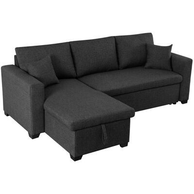 Happy Home Ecksofa mit Stauraum & Schlaffunktion, ca. 224 x 146 x 88 cm - Dunkelgrau Happy Home Ecksofa mit Stauraum & Schlaffunktion, ca. 224 x 146 x 88 cm - Dunkelgrau