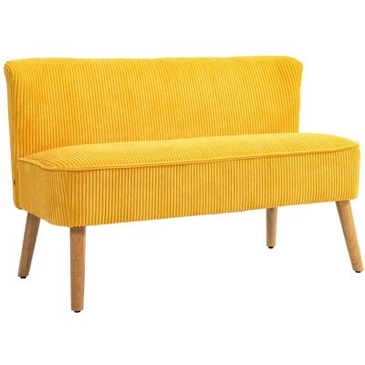 HOMCOM 2-Sitzer Sofa Polstersofa Zweisitzer Sofa Cordartiges Polyester Gelb HOMCOM 2-Sitzer Sofa Polstersofa Zweisitzer Sofa Cordartiges Polyester Gelb