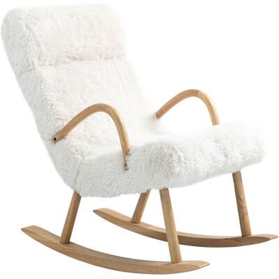HOMCOM Schaukelstuhl Schwingsessel mit Wollenoptik für Schlafzimmer Weiß HOMCOM Schaukelstuhl Schwingsessel mit Wollenoptik für Schlafzimmer Weiß
