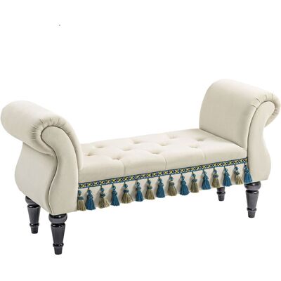 HOMCOM Sitzbank Polsterbank, Samtoptik, Luxus Bettbank für Flur Beige HOMCOM Sitzbank Polsterbank, Samtoptik, Luxus Bettbank für Flur Beige