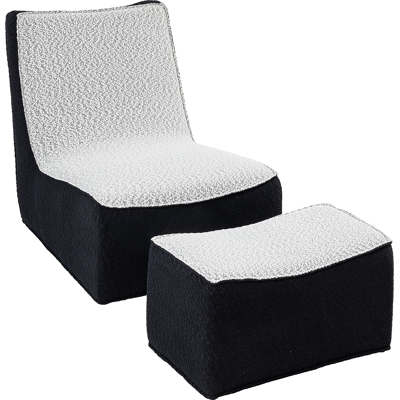 Better Home 2tlg. Tatami-Sessel mit Hocker -Schwarz/Weiß Better Home 2tlg. Tatami-Sessel mit Hocker -Schwarz/Weiß