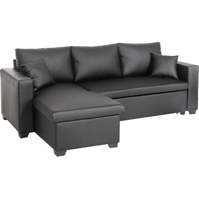 Happy Home Ecksofa mit Stauraum & Schlaffunktion, ca. 223 x 146 x 88 cm - Schwarz Happy Home Ecksofa mit Stauraum & Schlaffunktion, ca. 223 x 146 x 88 cm - Schwarz