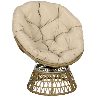 Outsunny Papasansessel Rattan 360 Grad Korbsessel Sessel mit Verstellbarer Fußstütze Khak Outsunny Papasansessel Rattan 360 Grad Korbsessel Sessel mit Verstellbarer Fußstütze Khak