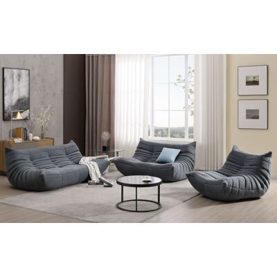 Happy Home 3er Togo-Sofa-Set - Grau Happy Home 3er Togo-Sofa-Set - Grau