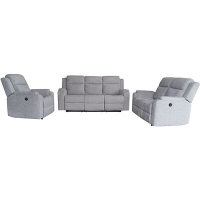 Happy Home 3tlg. Relaxsofa-Set aus Chenille - Hellgrau Happy Home 3tlg. Relaxsofa-Set aus Chenille - Hellgrau