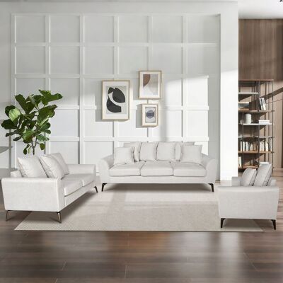 Happy Home 3tlg. Sofa-Set mit Kissen - Beige Happy Home 3tlg. Sofa-Set mit Kissen - Beige