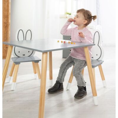 roba Kinder Sitzgruppe miffy®, 2 Kinderstühlen & 1 Tisch, Holz, dunkelgrau, weiß, lackiert roba Kinder Sitzgruppe miffy®, 2 Kinderstühlen & 1 Tisch, Holz, dunkelgrau, weiß, lackiert